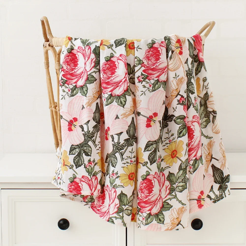 Bamboo Muslin Swaddle Blanket 120x120 Cm Floral Newborn Bedding Fall 2025 Breathable Eco Friendly Baby Gift - Image 11