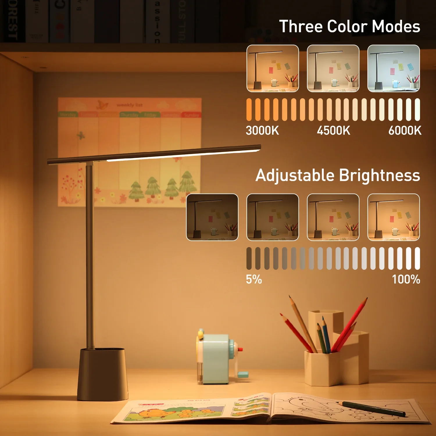 LED Desk Lamp Foldable Dimmable Eye Protection Study - Image 2