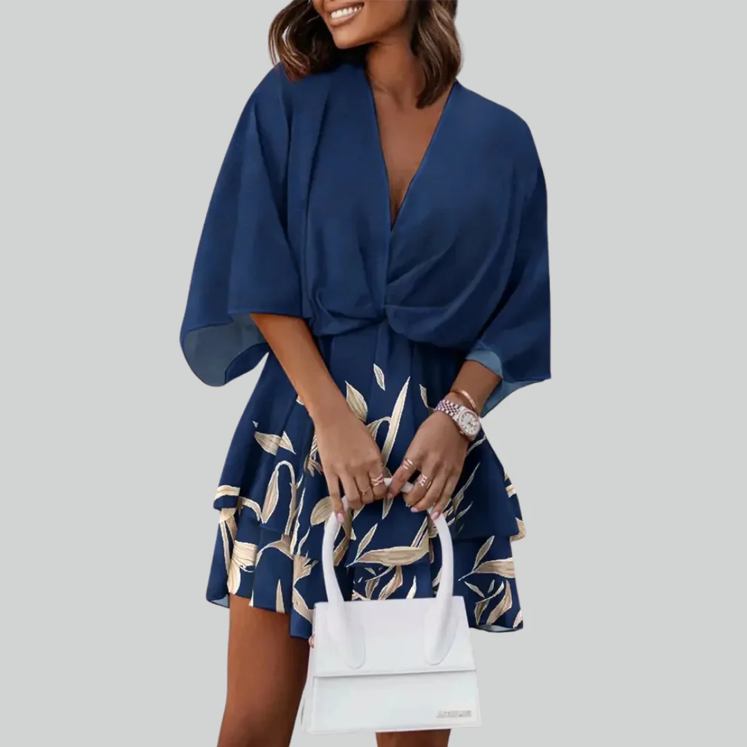 Bat Sleeve Ruffle Mini Dress Summer Sundress for Women Casual Vacation Wear - Image 3