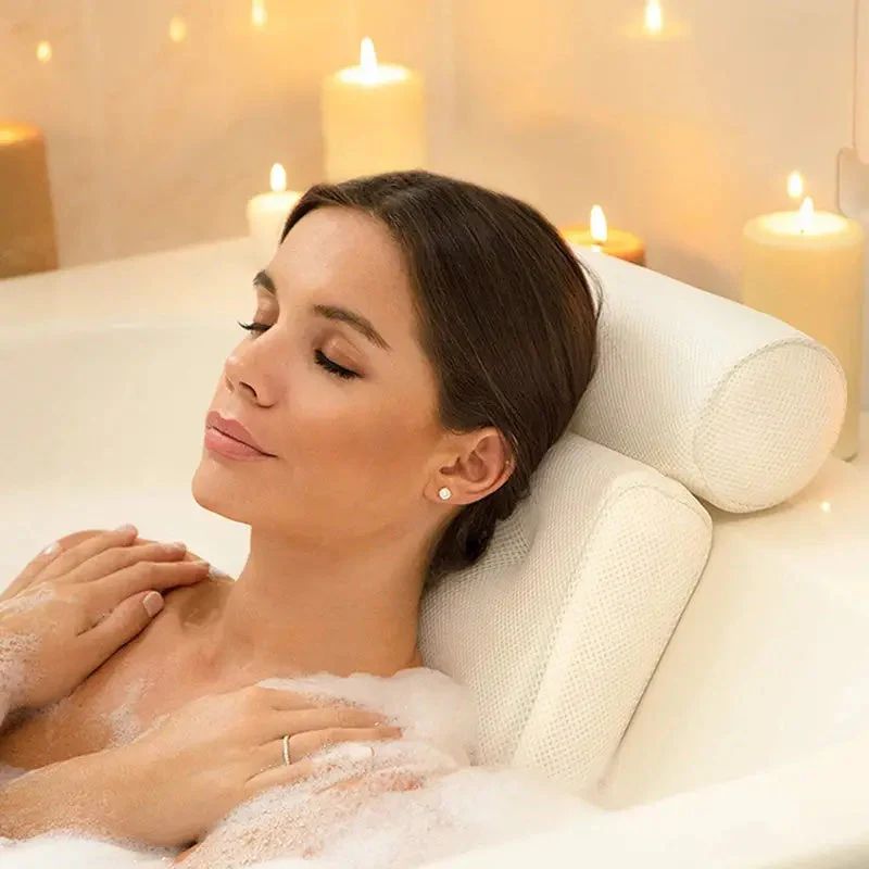 Bath Pillow - Ergonomic Neck Support for Relaxing Soaks, Easy Clean & Durable - Image 3