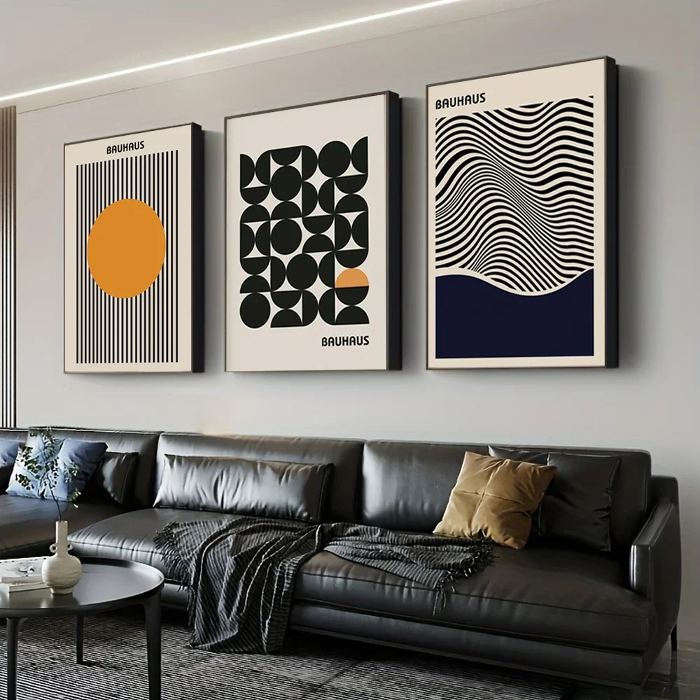 Modern Bauhaus Geometric Wall Art Prints Three Piece Set - Image 4