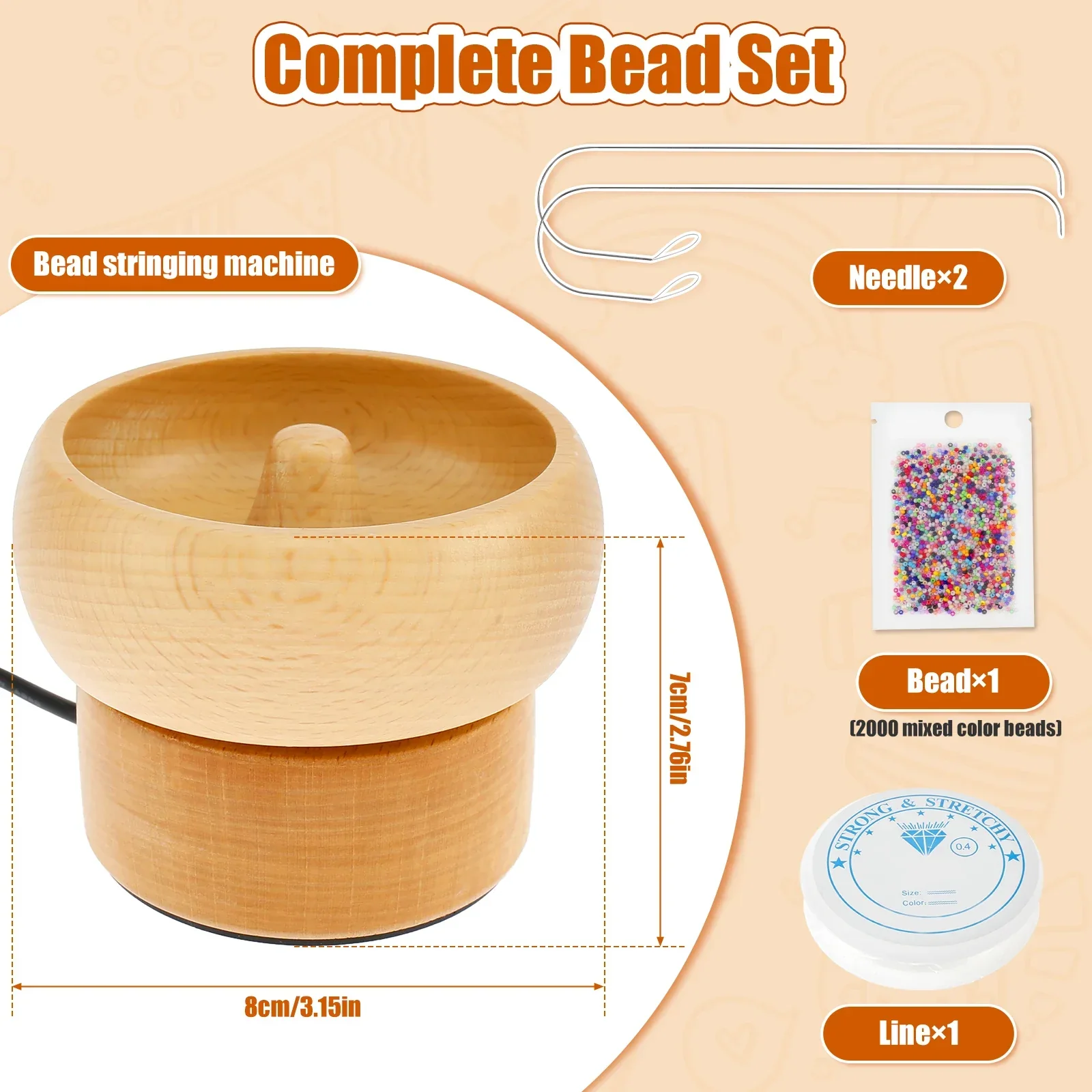 Bead Stringing Machine Electric Wooden Spinner Craft Tool Back To School 2025 Quick Bracelet Necklace Maker - Image 7