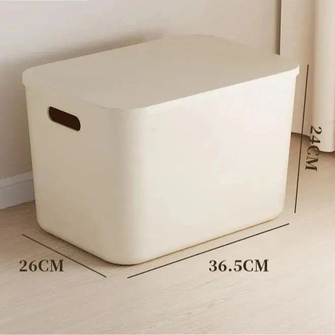 Beige PP Ins Style Storage Box with Lid - Home Organizers for Dustproof Clothing & Toys - Image 3