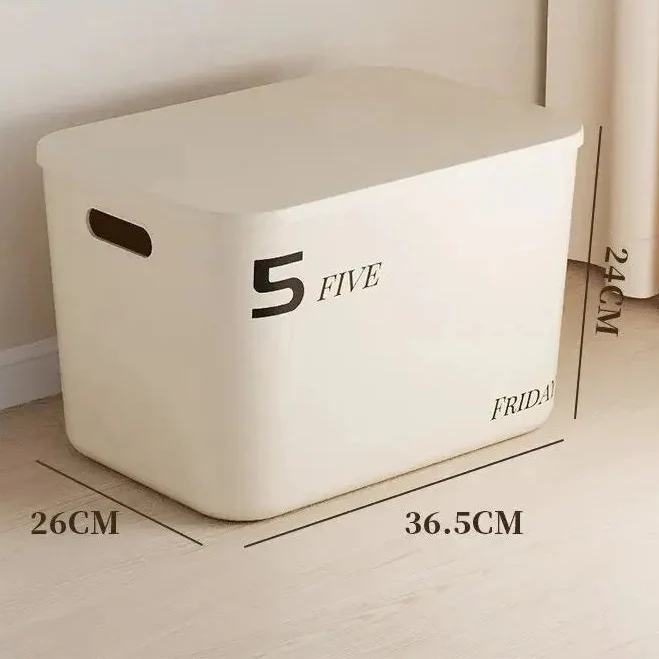 Beige PP Ins Style Storage Box with Lid - Home Organizers for Dustproof Clothing & Toys - Image 5