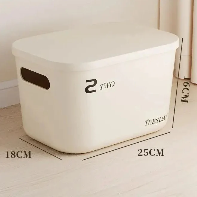 Beige PP Ins Style Storage Box with Lid - Home Organizers for Dustproof Clothing & Toys - Image 6