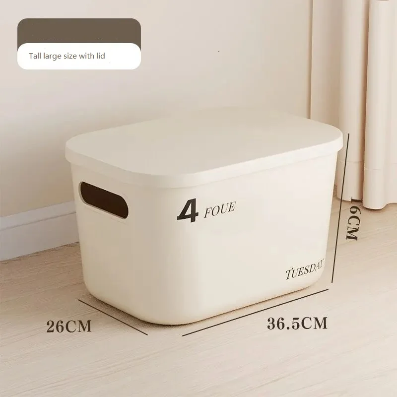 Beige PP Ins Style Storage Box with Lid - Home Organizers for Dustproof Clothing & Toys - Image 7