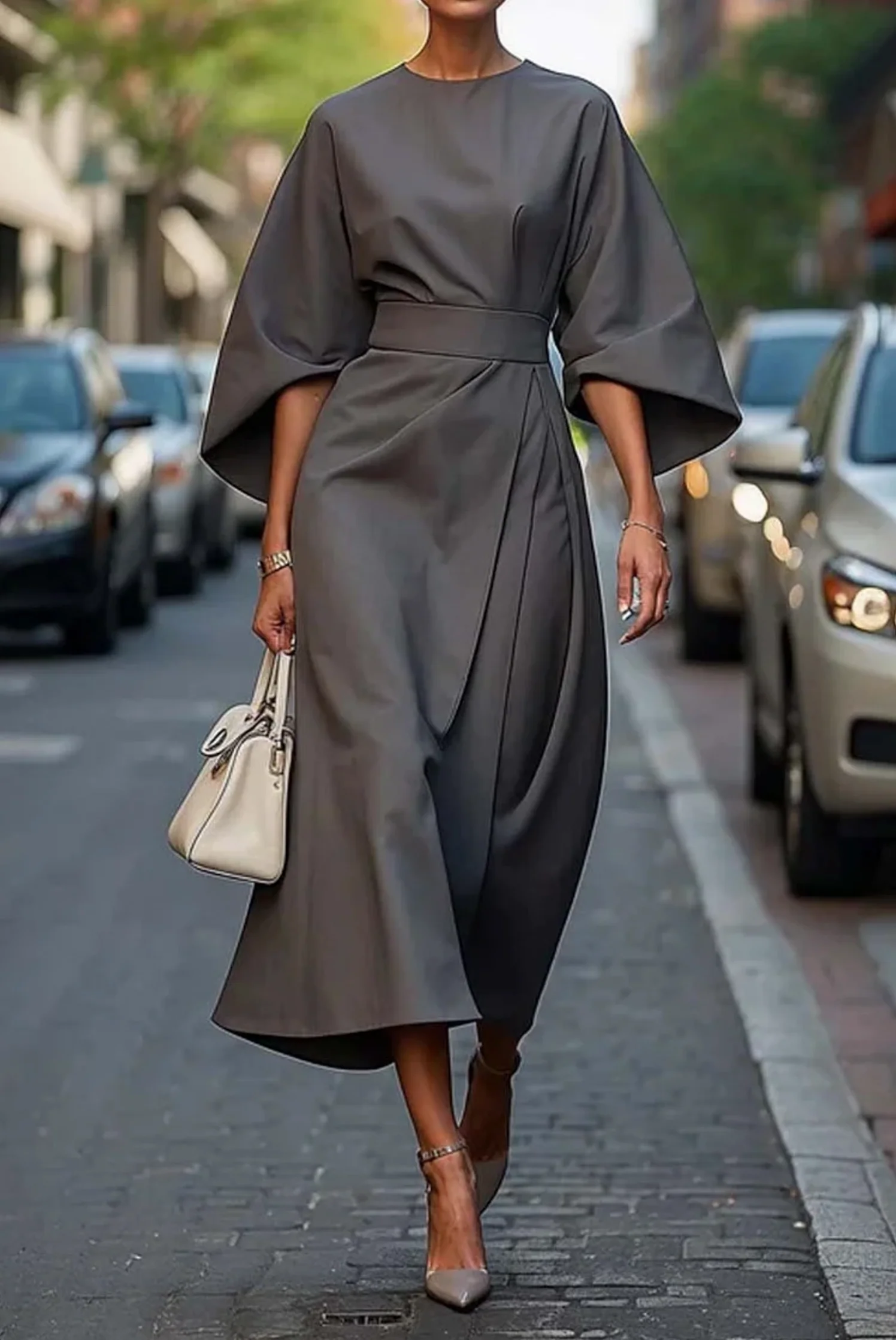 Belted Maxi Dress for Women - Flattering Fit Long Dress, Plus Size Available, Effortless Elegance - Image 6