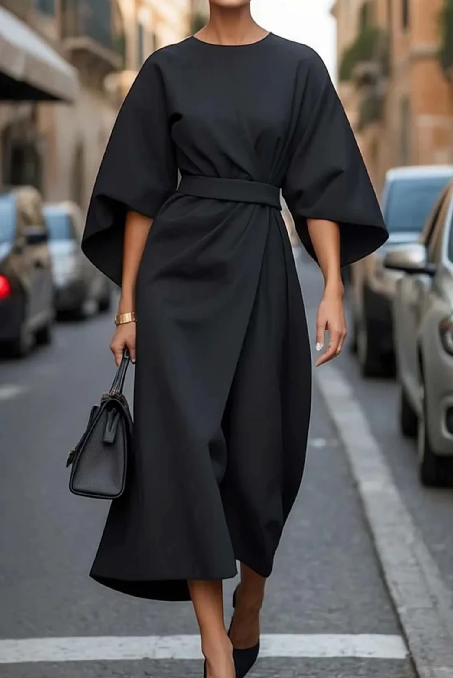 Belted Maxi Dress for Women - Flattering Fit Long Dress, Plus Size Available, Effortless Elegance - Image 9