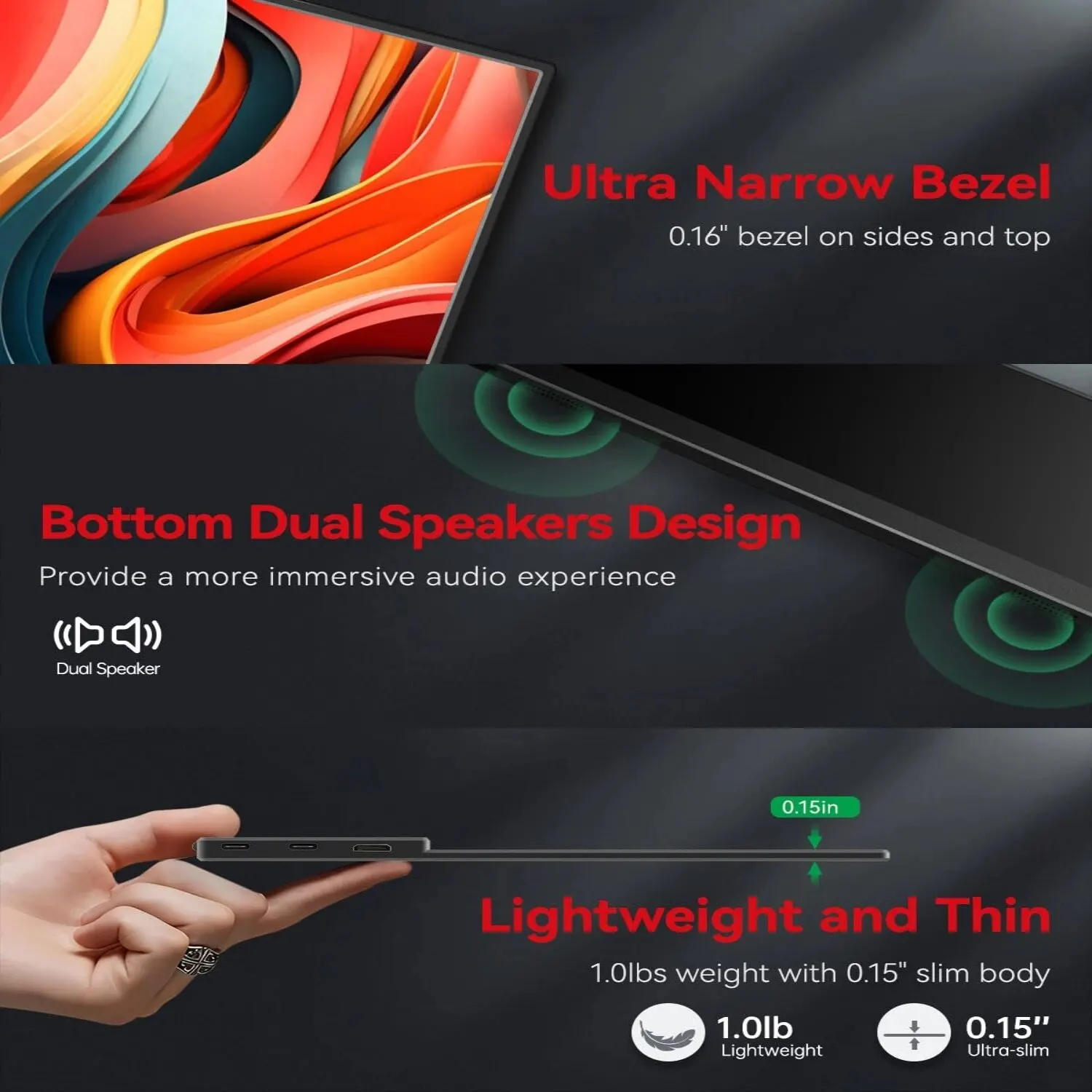 OLED 13.3 Inch Portable Monitor 1ms HDR 100 Percent DCI P3 - Image 5