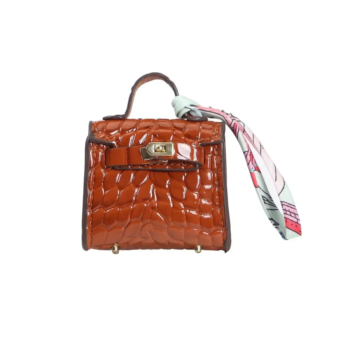 1+1 Free Birkin Inspired Mini Hand Bag - Crocodile Pattern Mini Bag Charm Keychain - Image 6