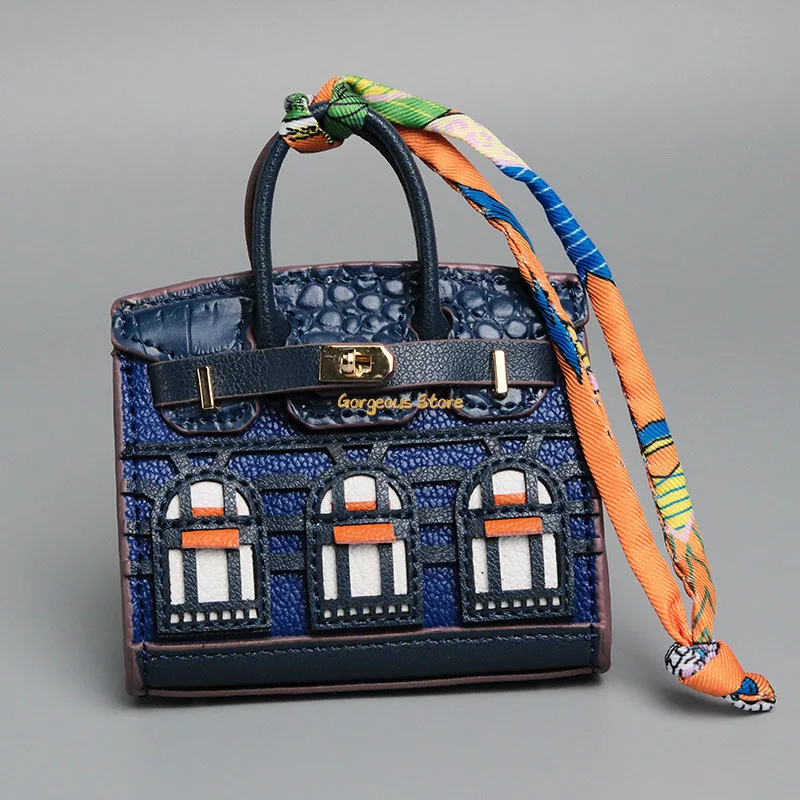Birkin Inspired Mini Hand Bag - Platinum Bag Charm - Image 13