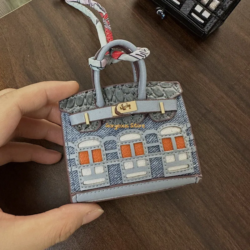Birkin Inspired Mini Hand Bag - Platinum Bag Charm - Image 15