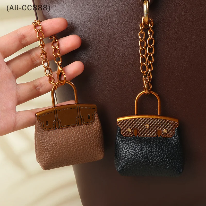 1+1 Free Birkin Inspired Mini Hand Bag - Small Bag Charm Keychain with Metal Chain - Image 2