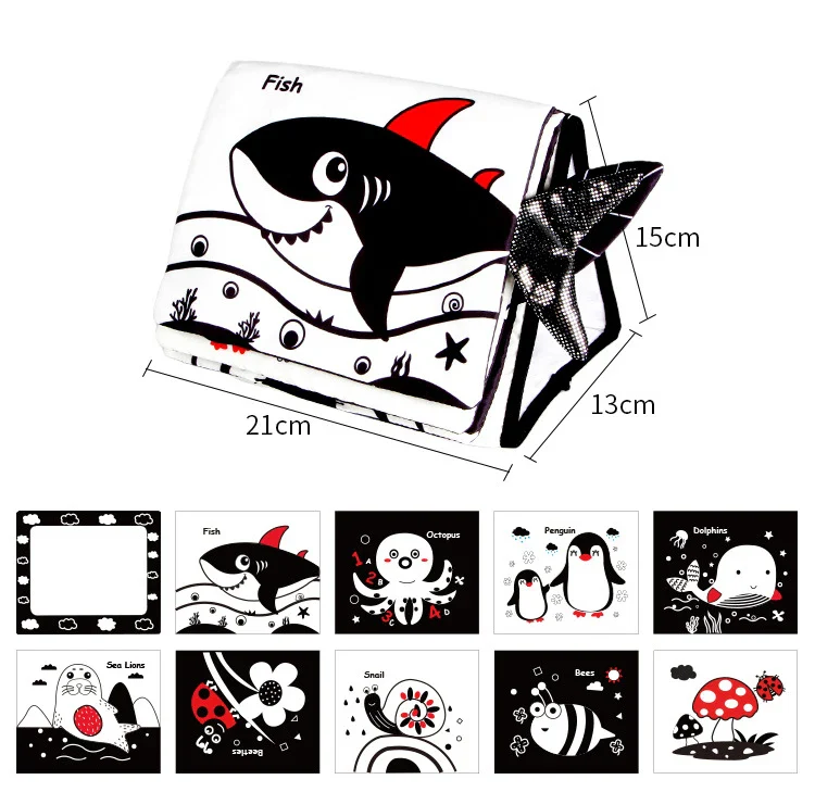 Black and White Tummy Time Mirror Toy for Infants, Sensory Development Crinkle Cloth, Best Newborn Tummy Time Toy, Montessori Inspired - Image 14