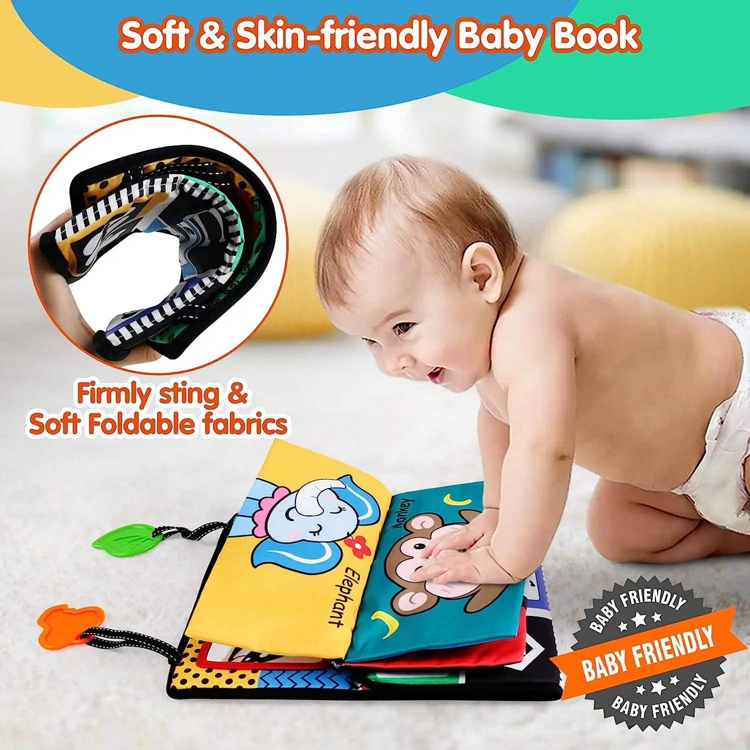 Black and White Tummy Time Mirror Toy for Infants, Sensory Development Crinkle Cloth, Best Newborn Tummy Time Toy, Montessori Inspired - Image 3