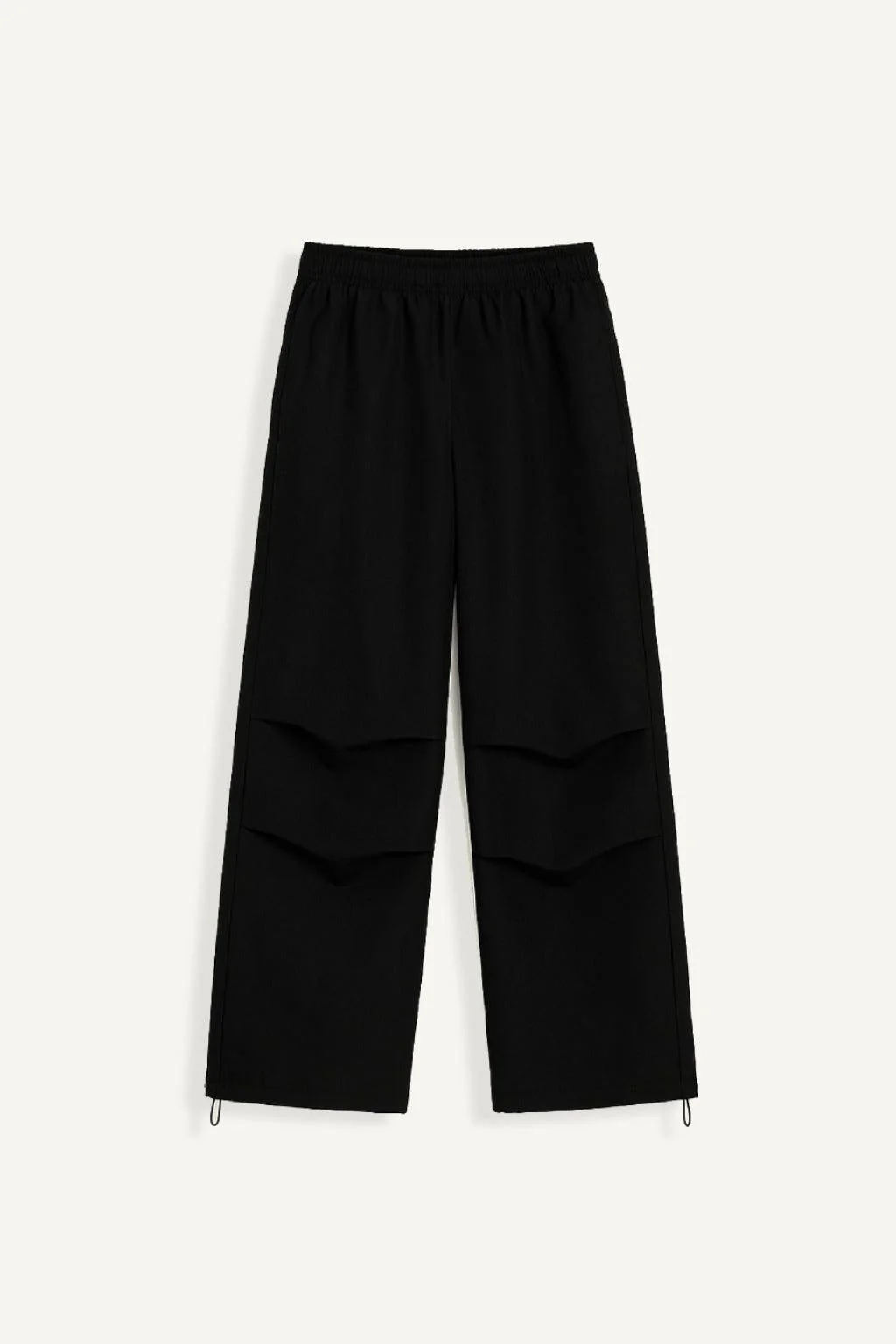 Black Parachute Pants with Adjustable Waist, Multiple Pockets, Lightweight Fabric for Casual and Urban Style - Image 2