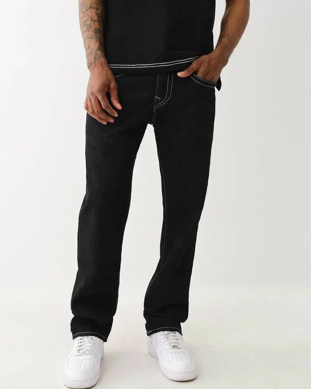 Black Y2K Jeans with White Stitching, Comfortable Fit, Regular Length, Versatile Style, 100% Cotton - Image 5