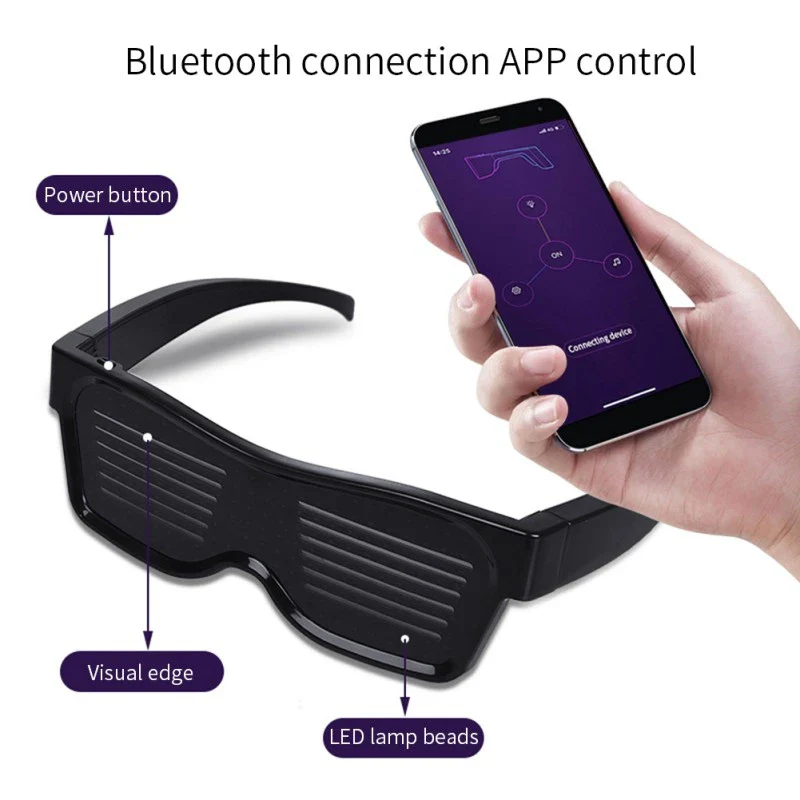 Bluetooth LED Text Glasses for DJs - USB Charging Party Gift - Image 3