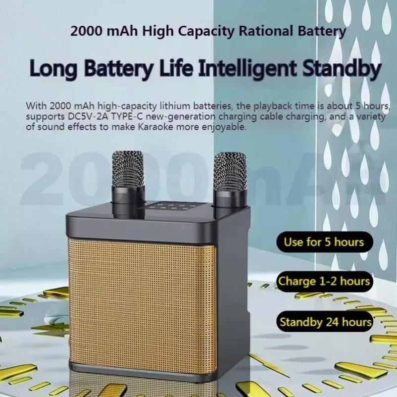 Bluetooth Speaker Karaoke System Portable Wireless 10W With 2 Microphones Outdoor Party Sound Fall 2025 - Image 3