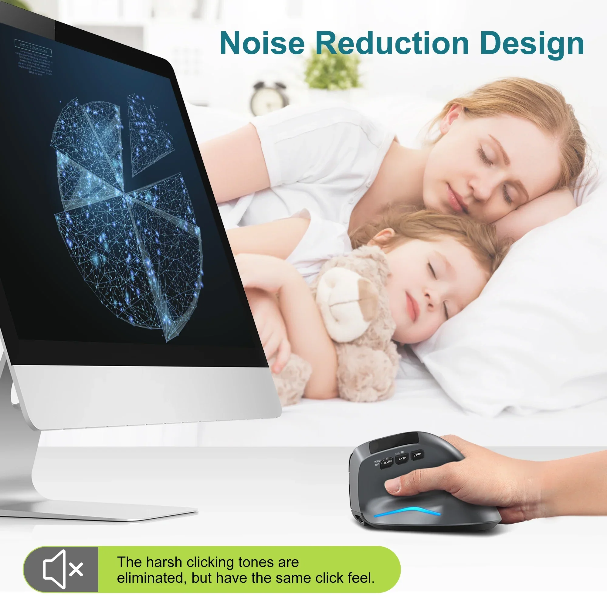 Bluetooth Vertical Ergonomic Mouse With OLED Screen - Image 4