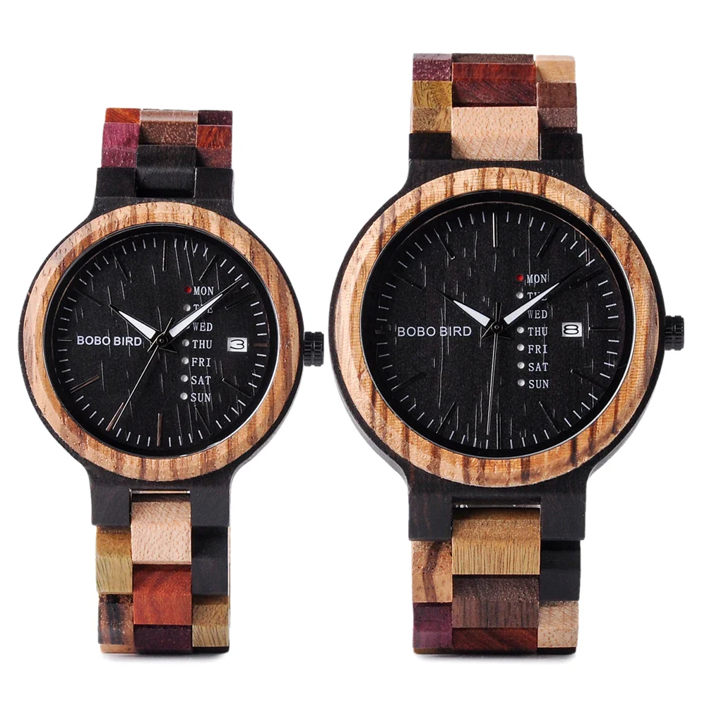 Wooden Couple Watches Handmade Quartz Date Unisex Display - Image 7