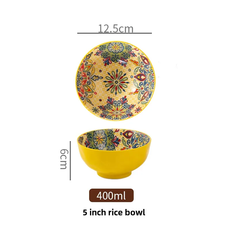 Bohemian Ceramic Rice Bowl Retro Noodle Bowl Kitchen Gift - Image 10