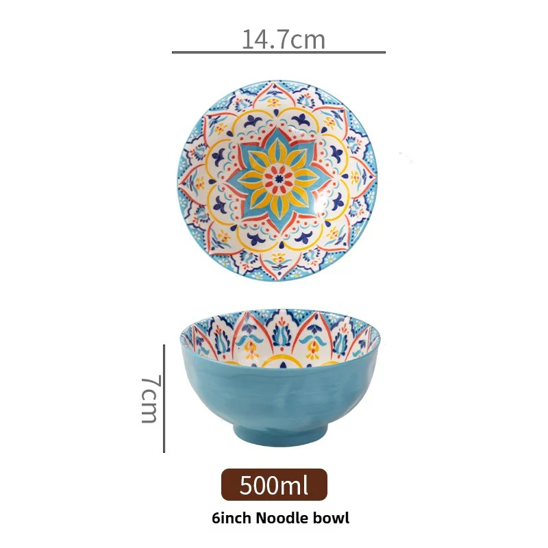 Bohemian Ceramic Rice Bowl Retro Noodle Bowl Kitchen Gift - Image 12