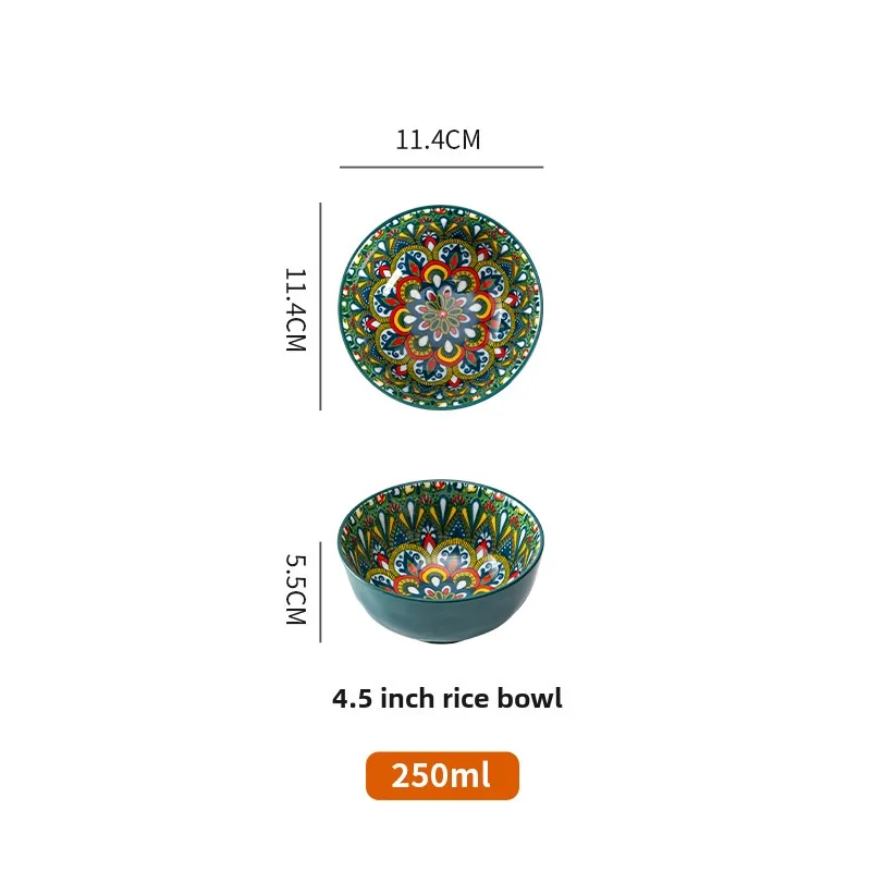Bohemian Ceramic Rice Bowl Retro Noodle Bowl Kitchen Gift - Image 15