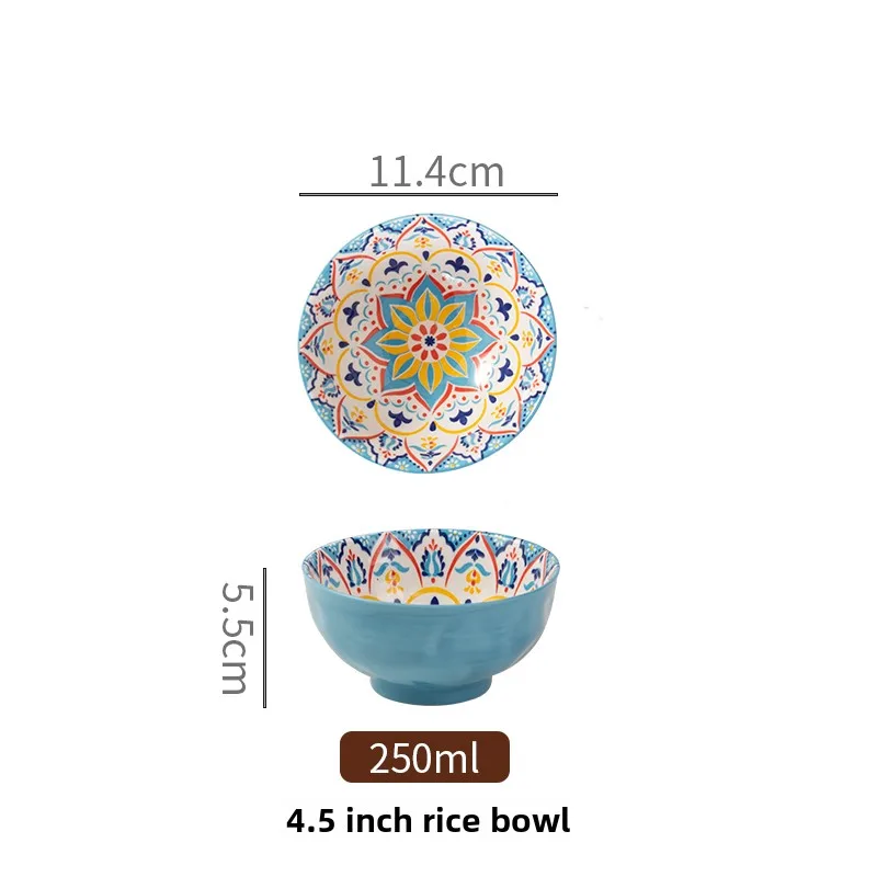 Bohemian Ceramic Rice Bowl Retro Noodle Bowl Kitchen Gift - Image 26