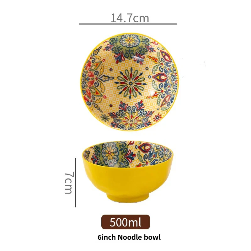 Bohemian Ceramic Rice Bowl Retro Noodle Bowl Kitchen Gift - Image 31