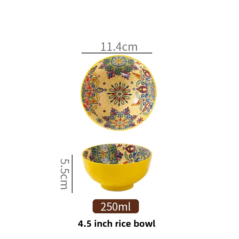 Bohemian Ceramic Rice Bowl Retro Noodle Bowl Kitchen Gift - Image 34