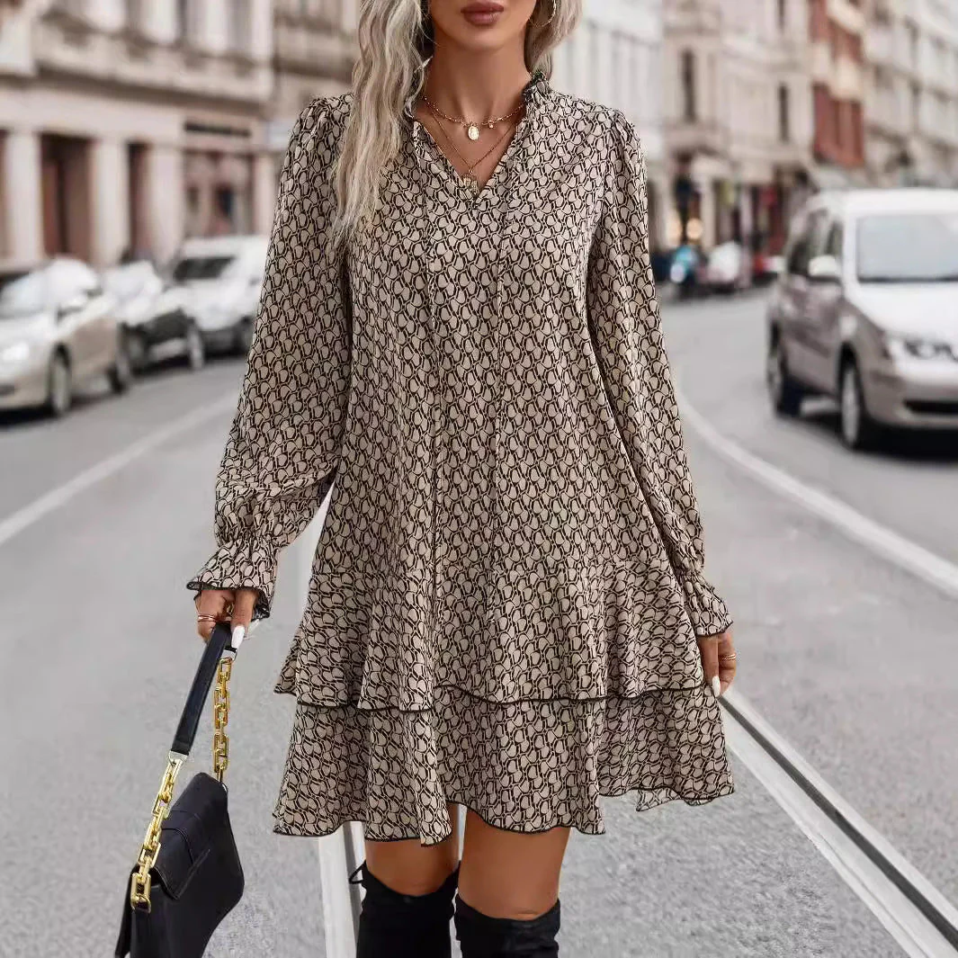 Boho Women's Dress in Beige, Flattering Fit and Lightweight Fabric for Casual and Elegant Occasions, Sizes S-XL
