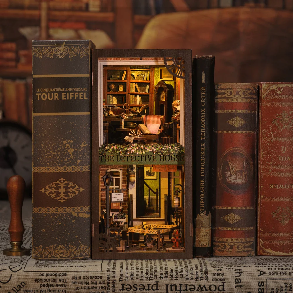 Book Nook 3D Puzzle Doll House Kit with Touch Light - Image 3
