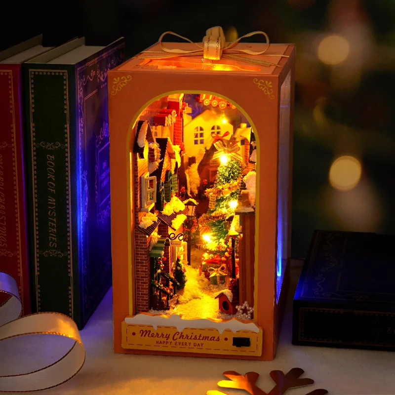 Book Nook Miniature DIY Hut Christmas Cabin Dollhouse Insert Creative Puzzle Gift - Image 3