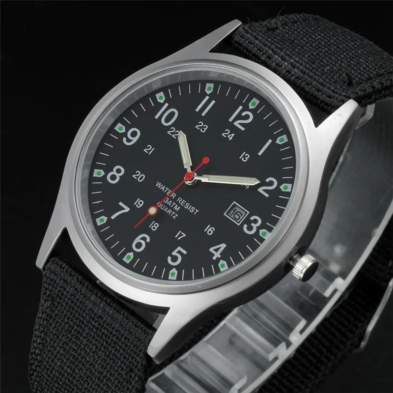 Quartz Field Watch Nylon Strap Military Style Date Luminous - Image 22