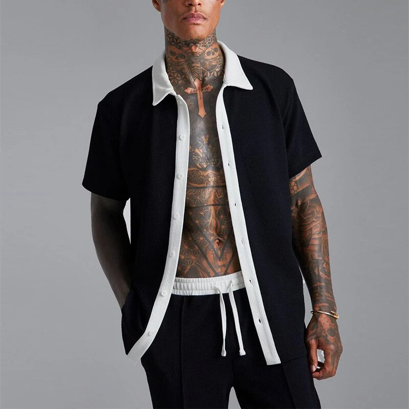 Breathable men's casual set – relaxed fit, cotton, for summer activities
