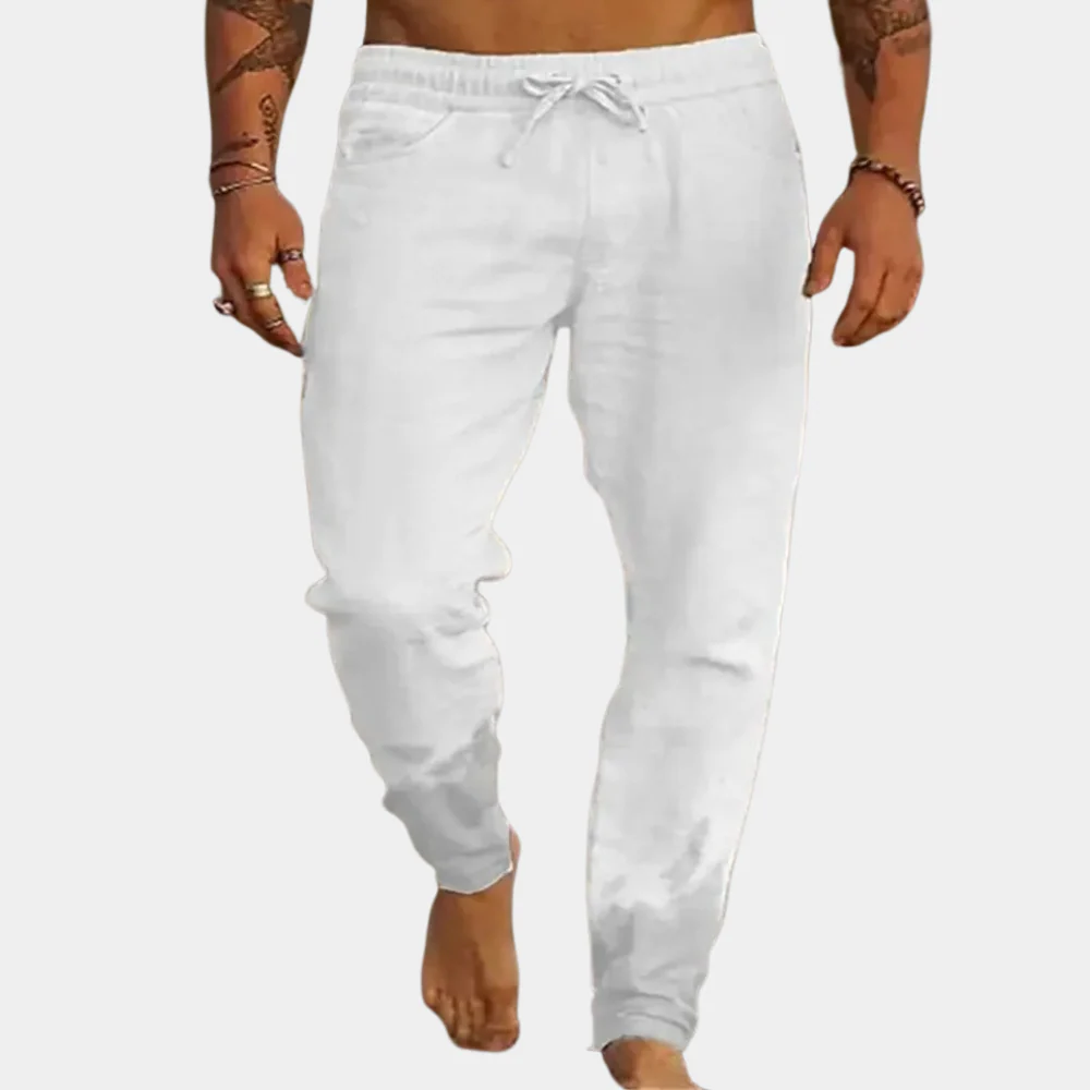 Breathable men's casual trousers – relaxed fit, linen, for summer