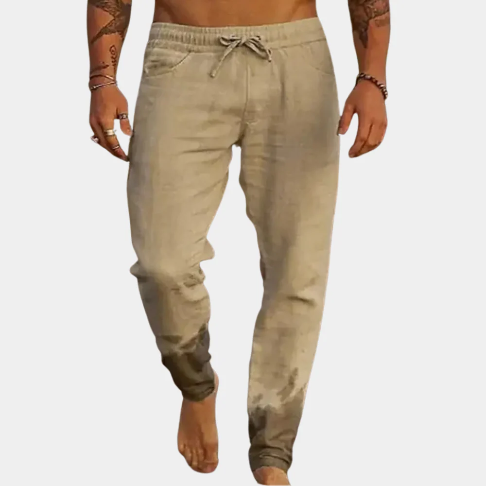 Breathable men's casual trousers – relaxed fit, linen, for summer - Image 3