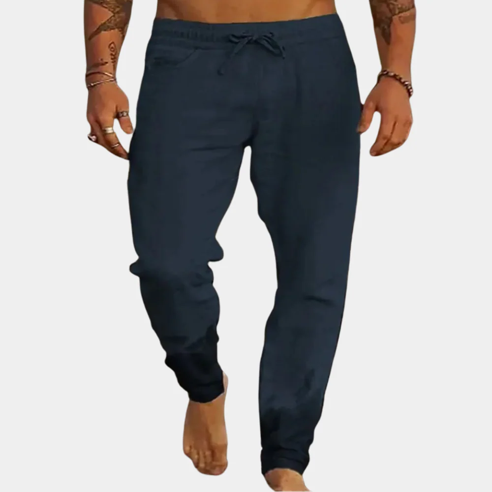 Breathable men's casual trousers – relaxed fit, linen, for summer - Image 4