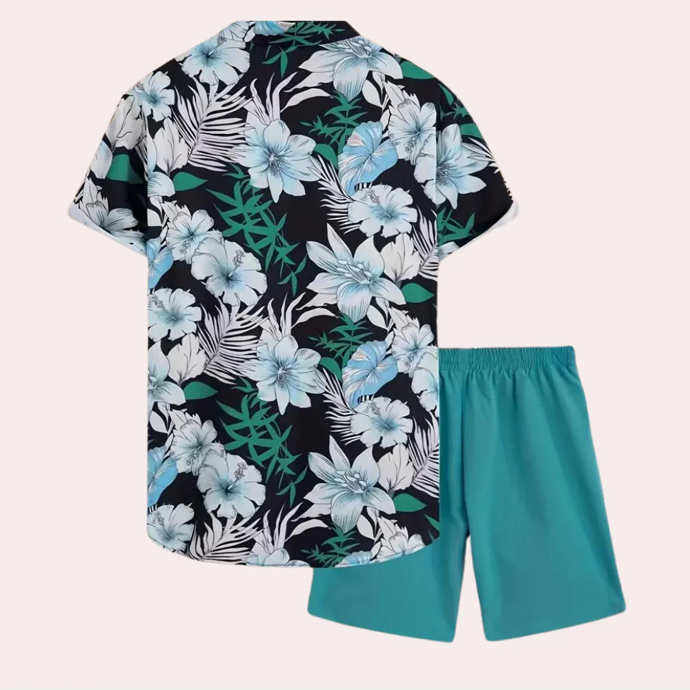 Breathable men’s floral set – short sleeve shirt and shorts, lightweight cotton, ideal for spring and summer - Image 3