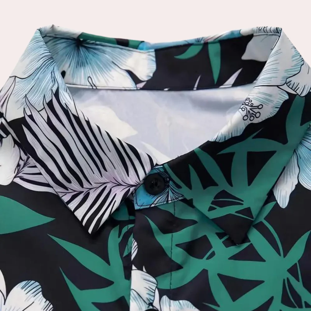 Breathable men’s floral set – short sleeve shirt and shorts, lightweight cotton, ideal for spring and summer - Image 4