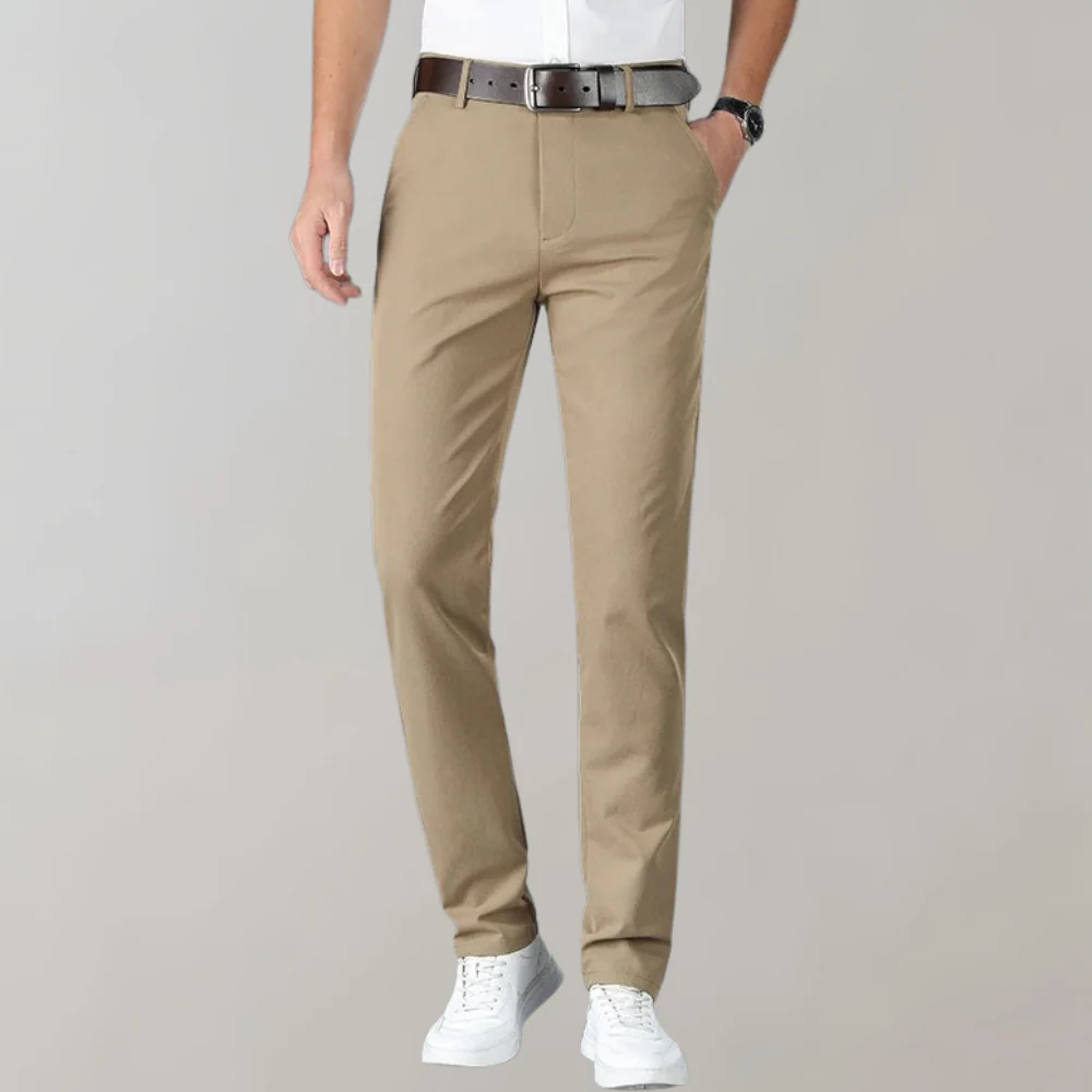 Breathable men's khaki pants – flexible fit, lightweight cotton, for casual summer wear - Image 9