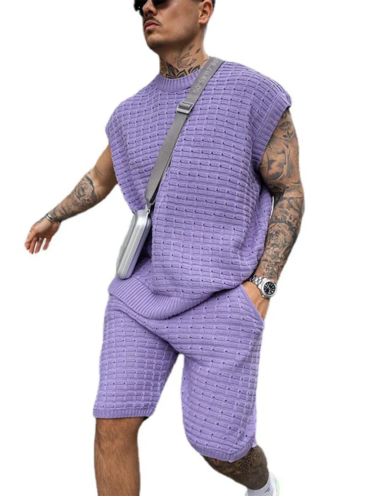 Breathable men's leisure set – lightweight design, cotton blend, for summer activities - Image 2