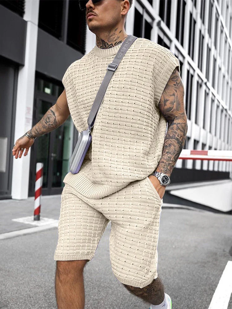 Breathable men's leisure set – lightweight design, cotton blend, for summer activities - Image 3