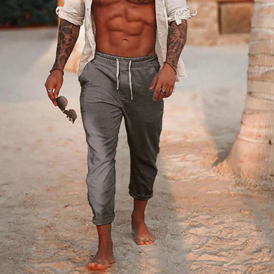 Breathable men's linen pants – casual fit, lightweight fabric, for outdoor adventures - Image 2