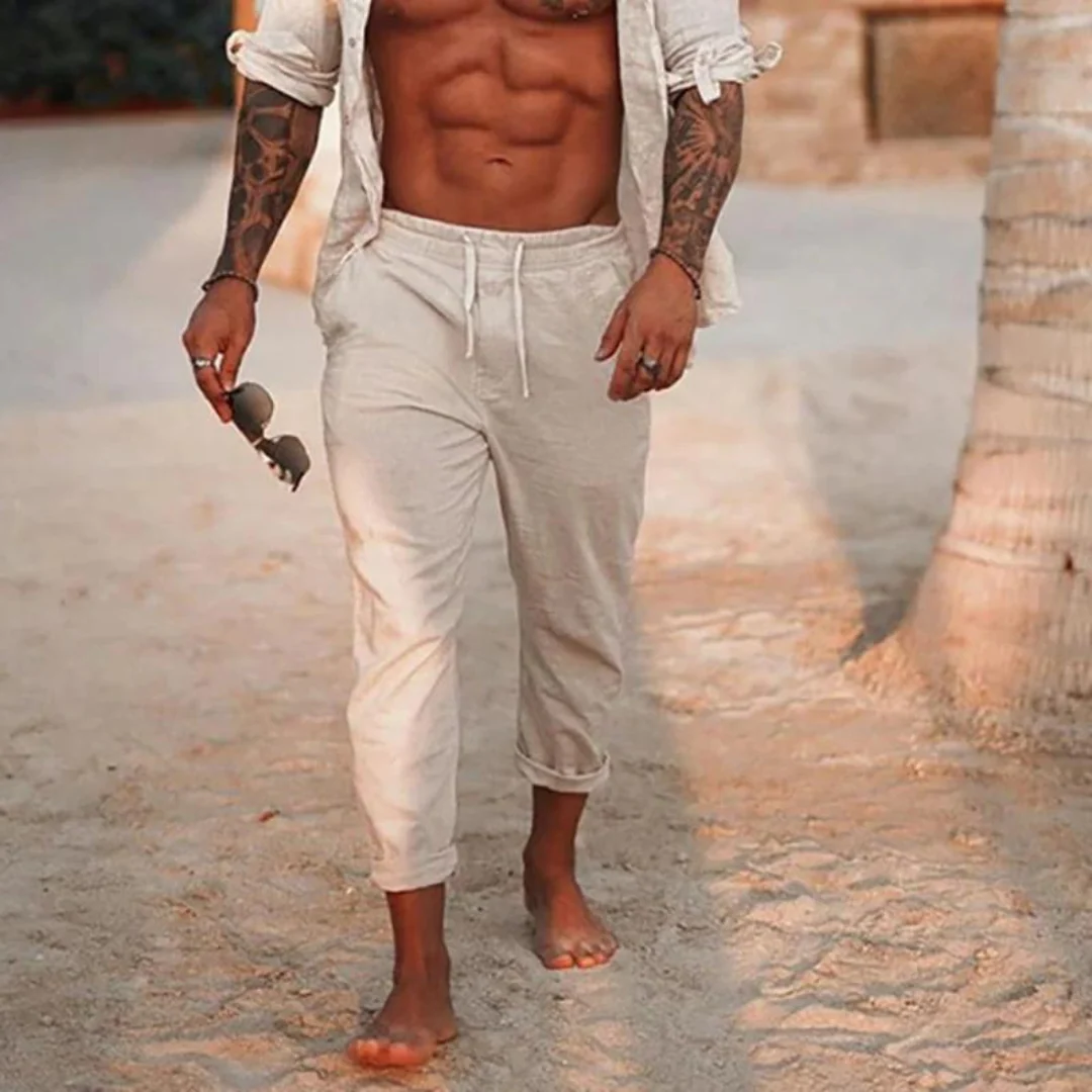 Breathable men's linen pants – casual fit, lightweight fabric, for outdoor adventures - Image 3