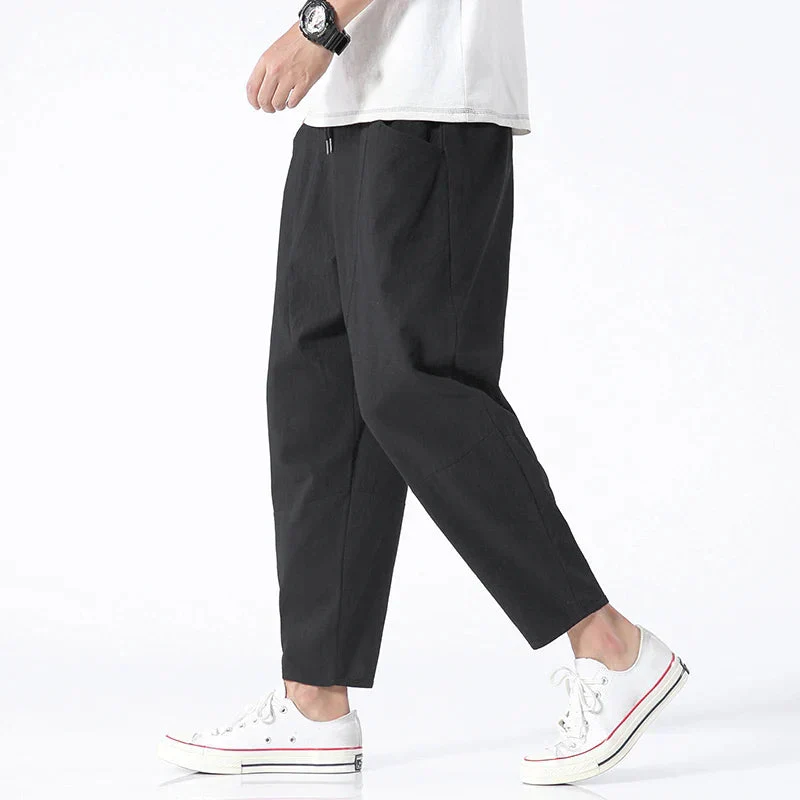 Breathable men's linen pants – classic fit, lightweight, for casual and office wear