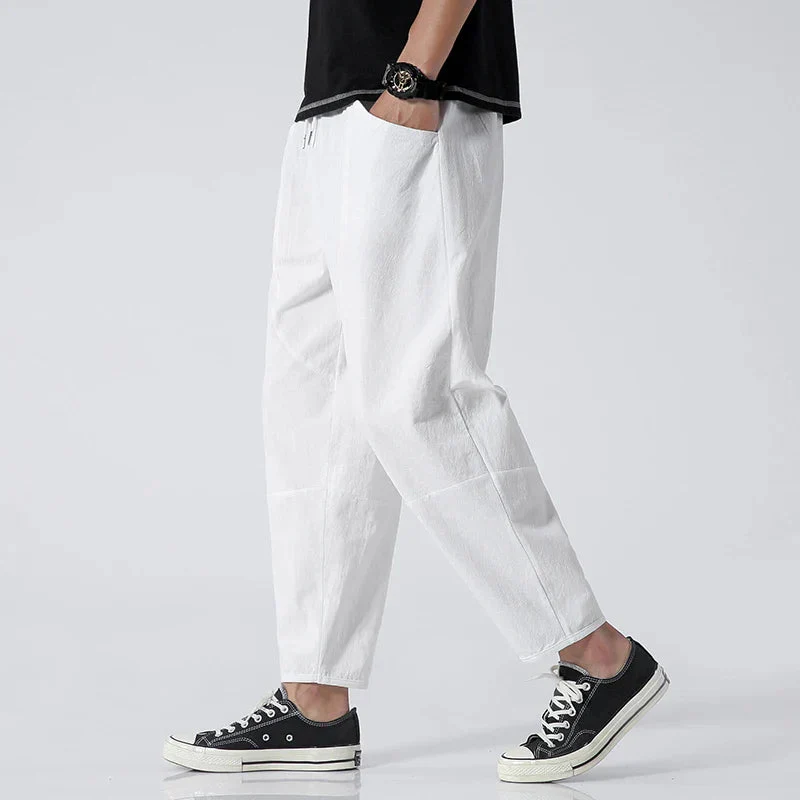 Breathable men's linen pants – classic fit, lightweight, for casual and office wear - Image 2