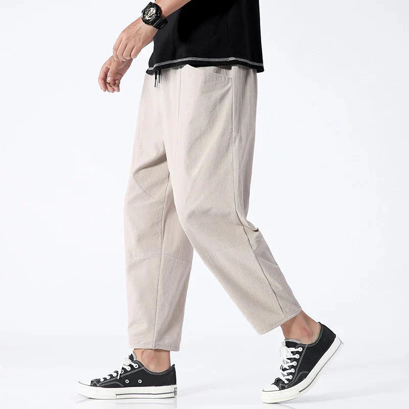 Breathable men's linen pants – classic fit, lightweight, for casual and office wear - Image 3