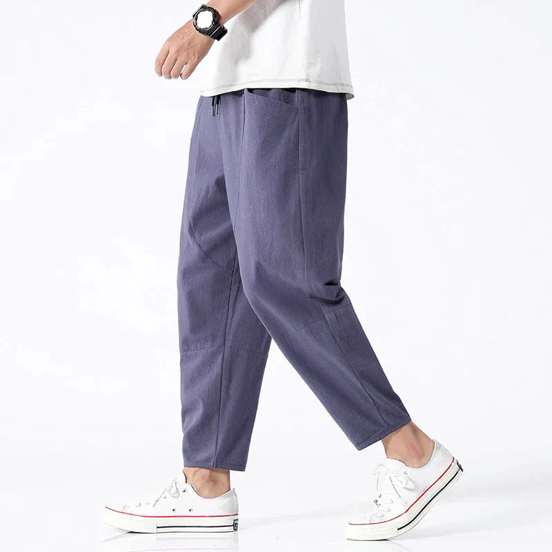 Breathable men's linen pants – classic fit, lightweight, for casual and office wear - Image 4